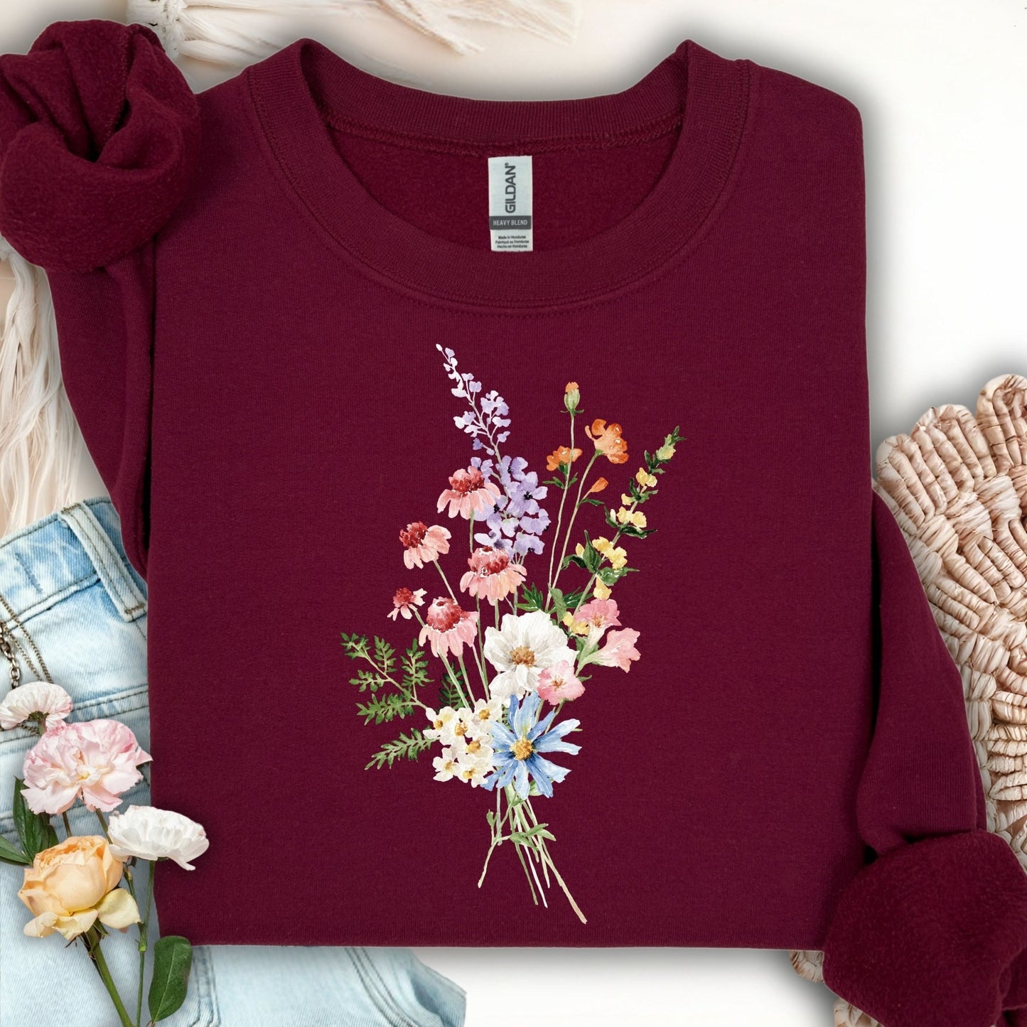 Delicate Summer Wildflowers Sweatshirt