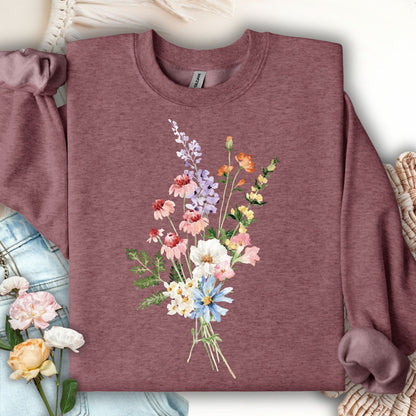 Delicate Summer Wildflowers Sweatshirt