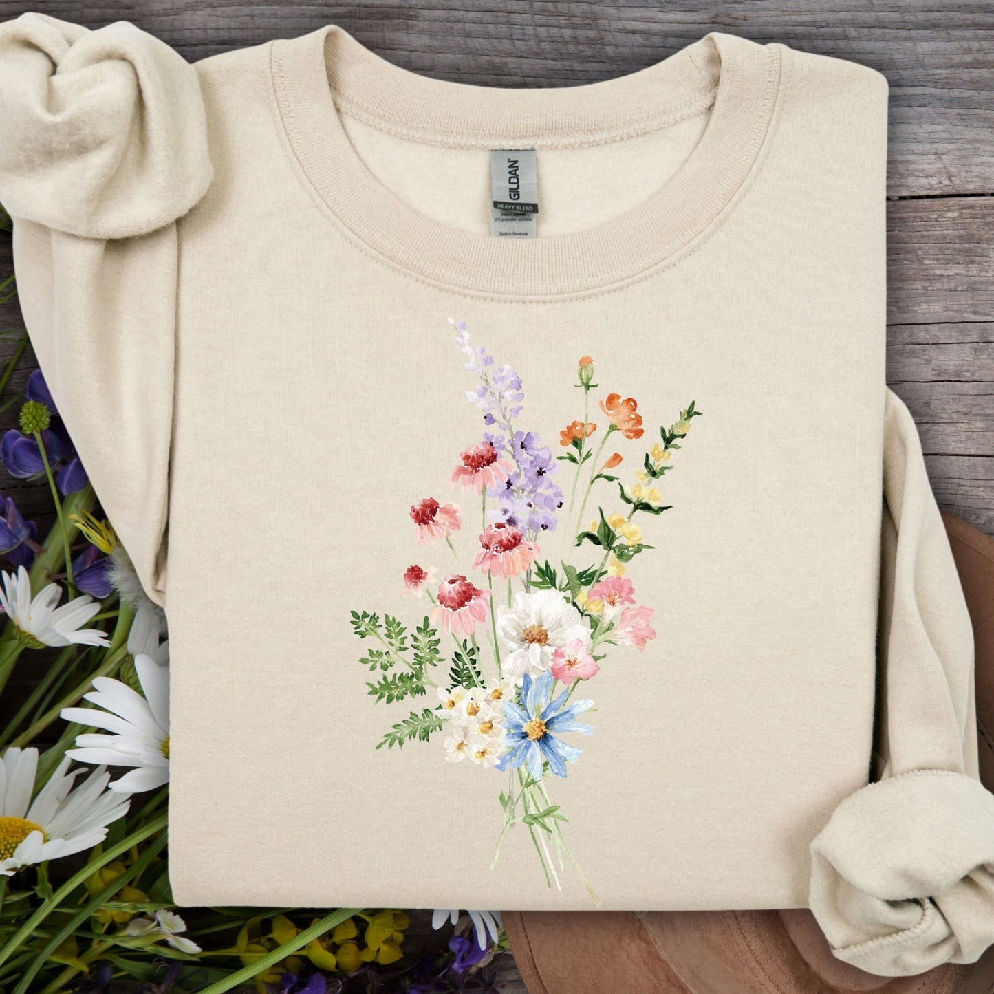 Delicate Summer Wildflowers Sweatshirt