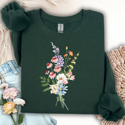 Delicate Summer Wildflowers Sweatshirt