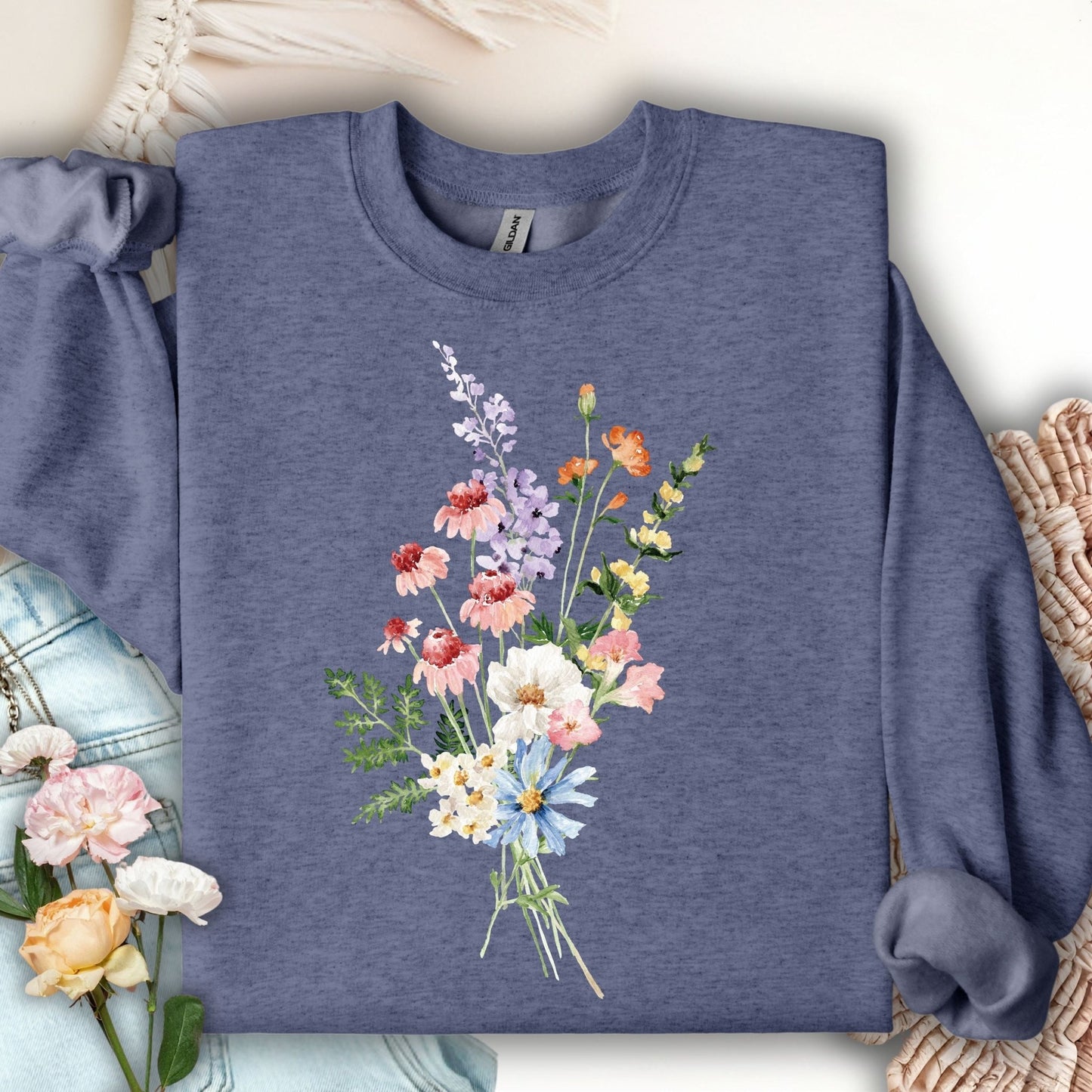 Delicate Summer Wildflowers Sweatshirt