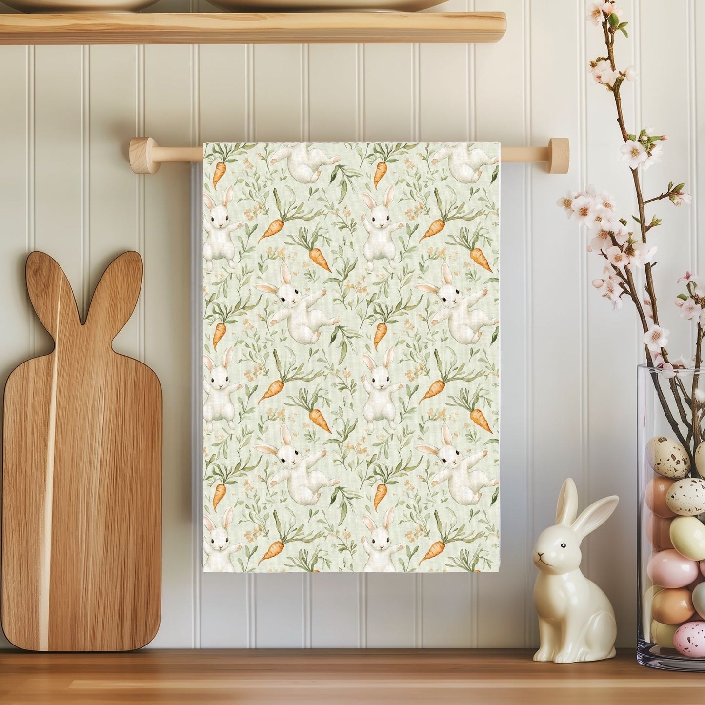 Easter Bunny & Carrot Microfiber Tea Towel