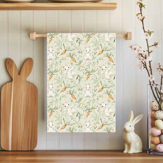 Easter Bunny & Carrot Microfiber Tea Towel