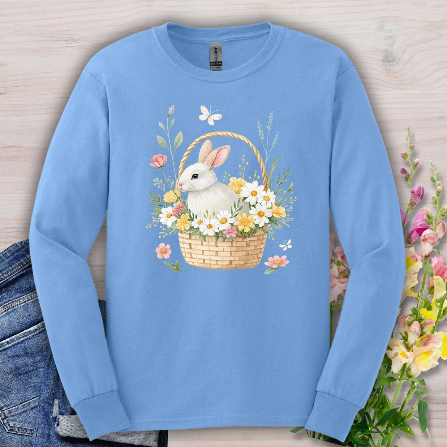 Easter Bunny's Floral Basket Long Sleeve Tee