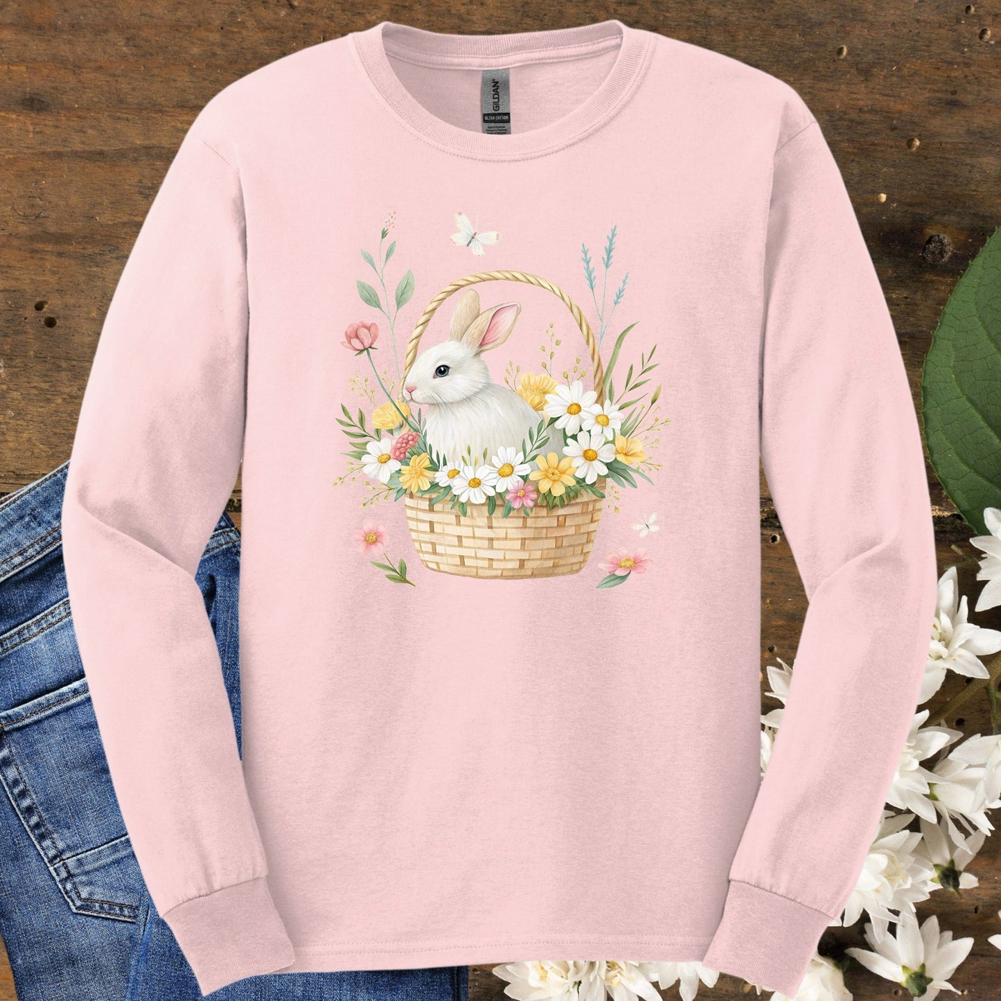 Easter Bunny's Floral Basket Long Sleeve Tee