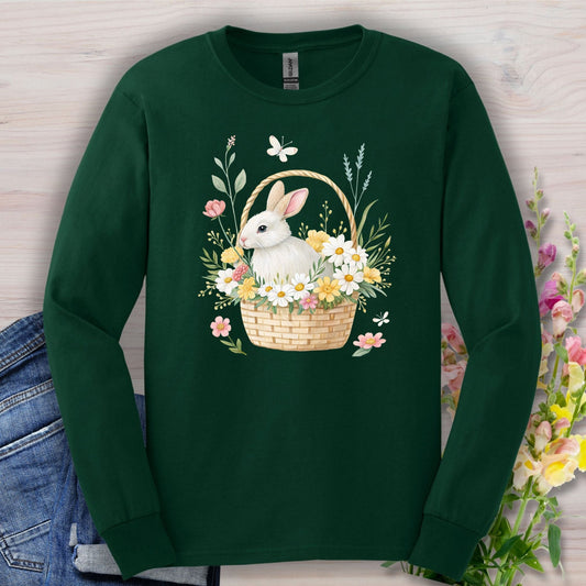Easter Bunny's Floral Basket Long Sleeve Tee
