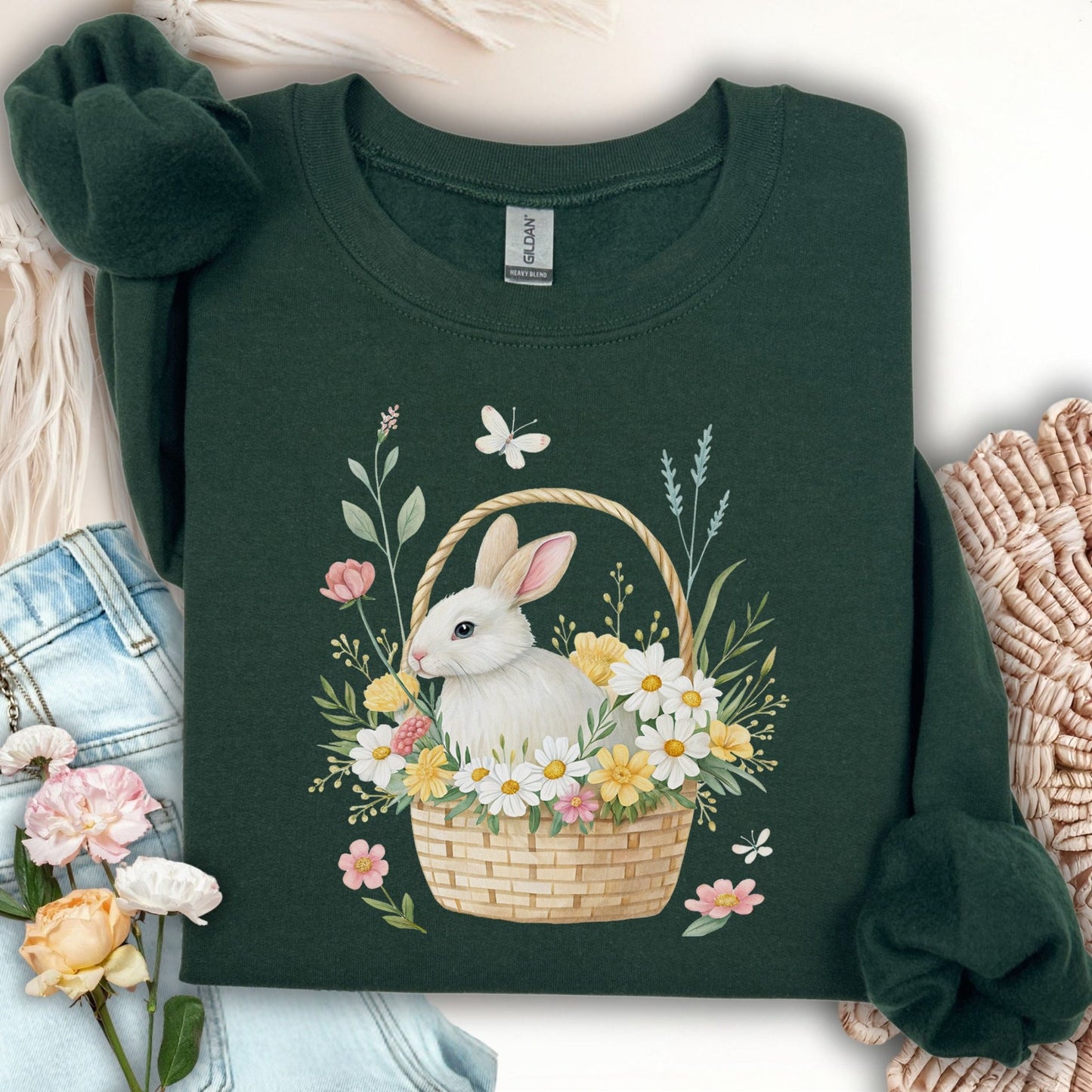 Easter Bunny's Floral Basket Sweatshirt