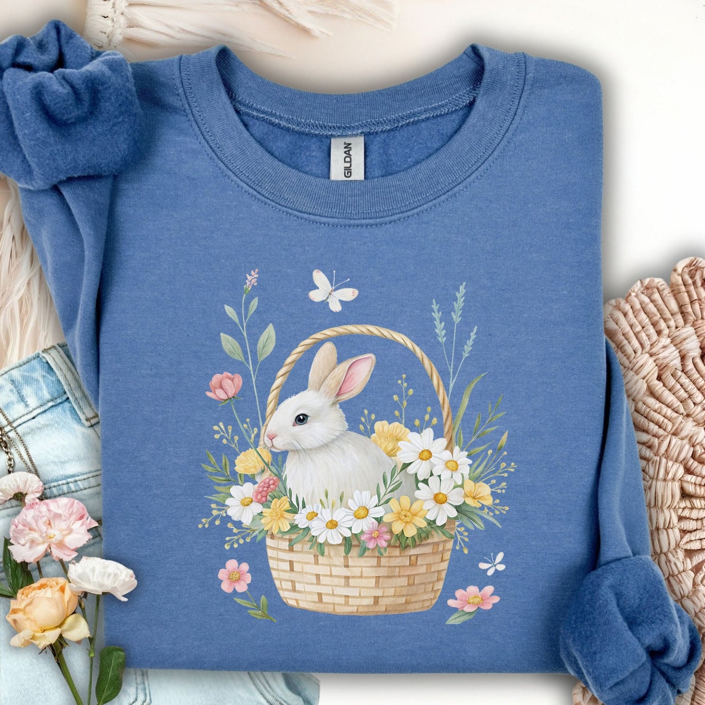 Easter Bunny's Floral Basket Sweatshirt