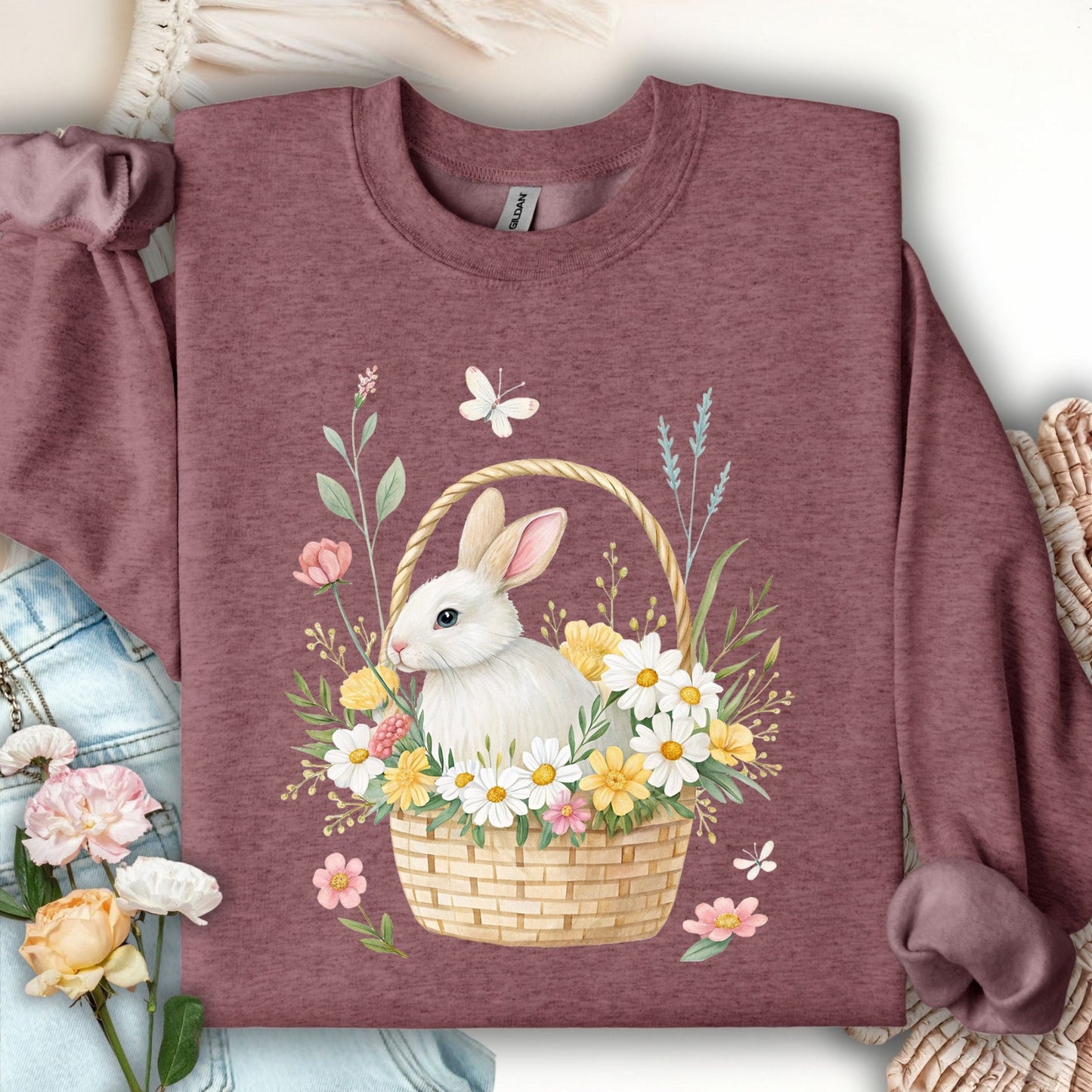 Easter Bunny's Floral Basket Sweatshirt