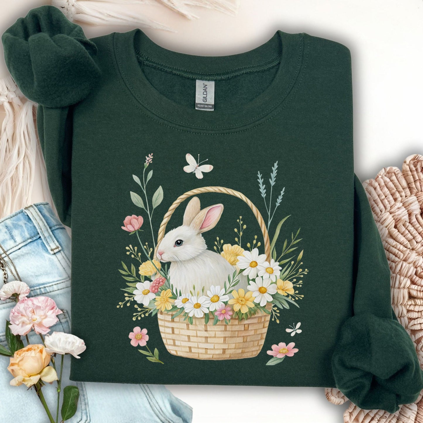 Easter Bunny's Floral Basket Sweatshirt