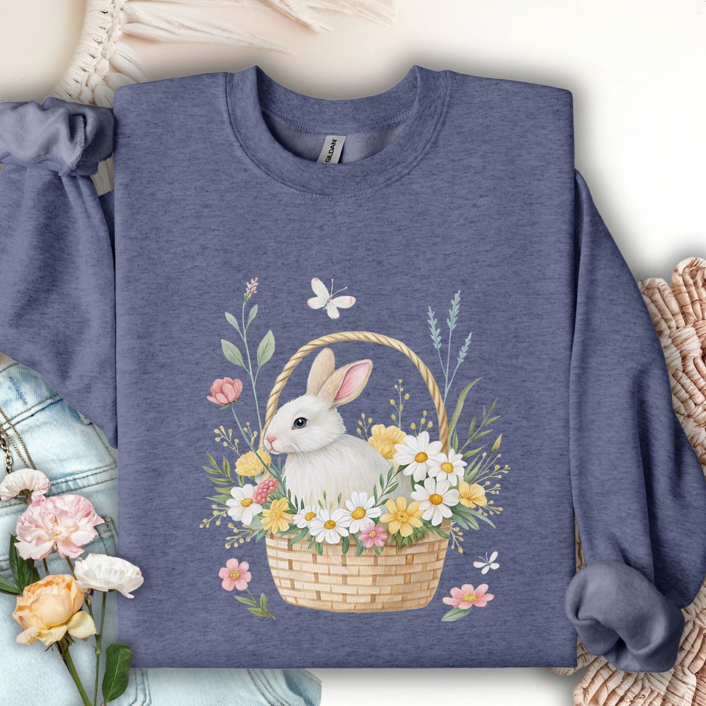 Easter Bunny's Floral Basket Sweatshirt