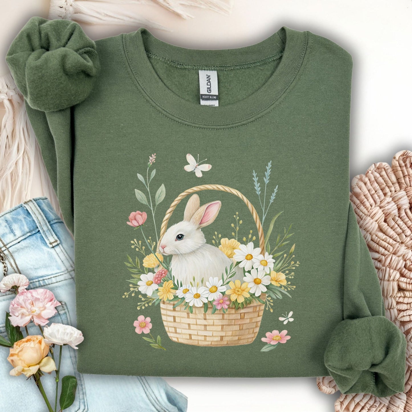 Easter Bunny's Floral Basket Sweatshirt
