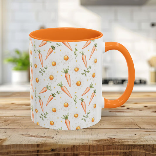 Easter Carrot & Daisy Pattern Ceramic Mug (11/15oz)
