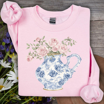 Elegant Pitcher with Garden Roses Sweatshirt