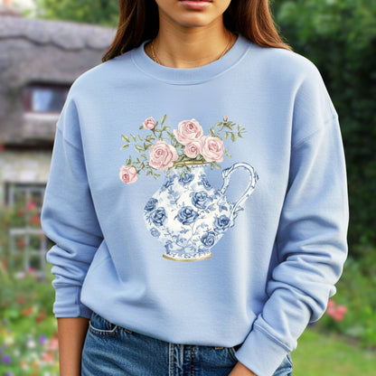 Elegant Pitcher with Garden Roses Sweatshirt