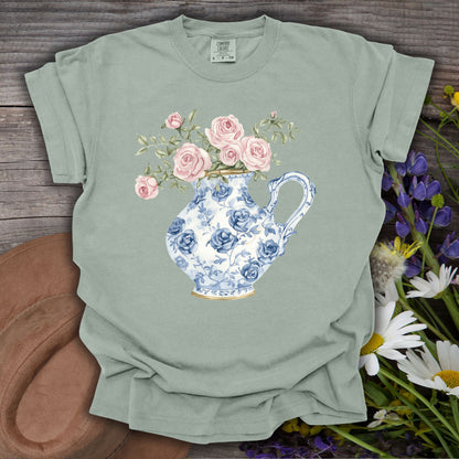 Elegant Pitcher with Garden Roses T-Shirt
