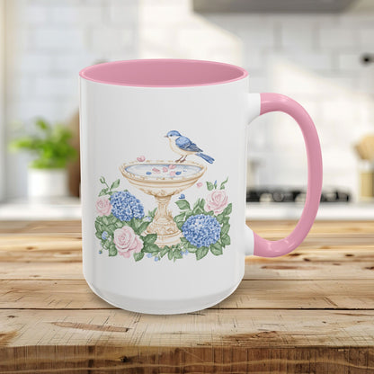 Elegant Spring Garden Bird Bath Mug (11oz/15oz)