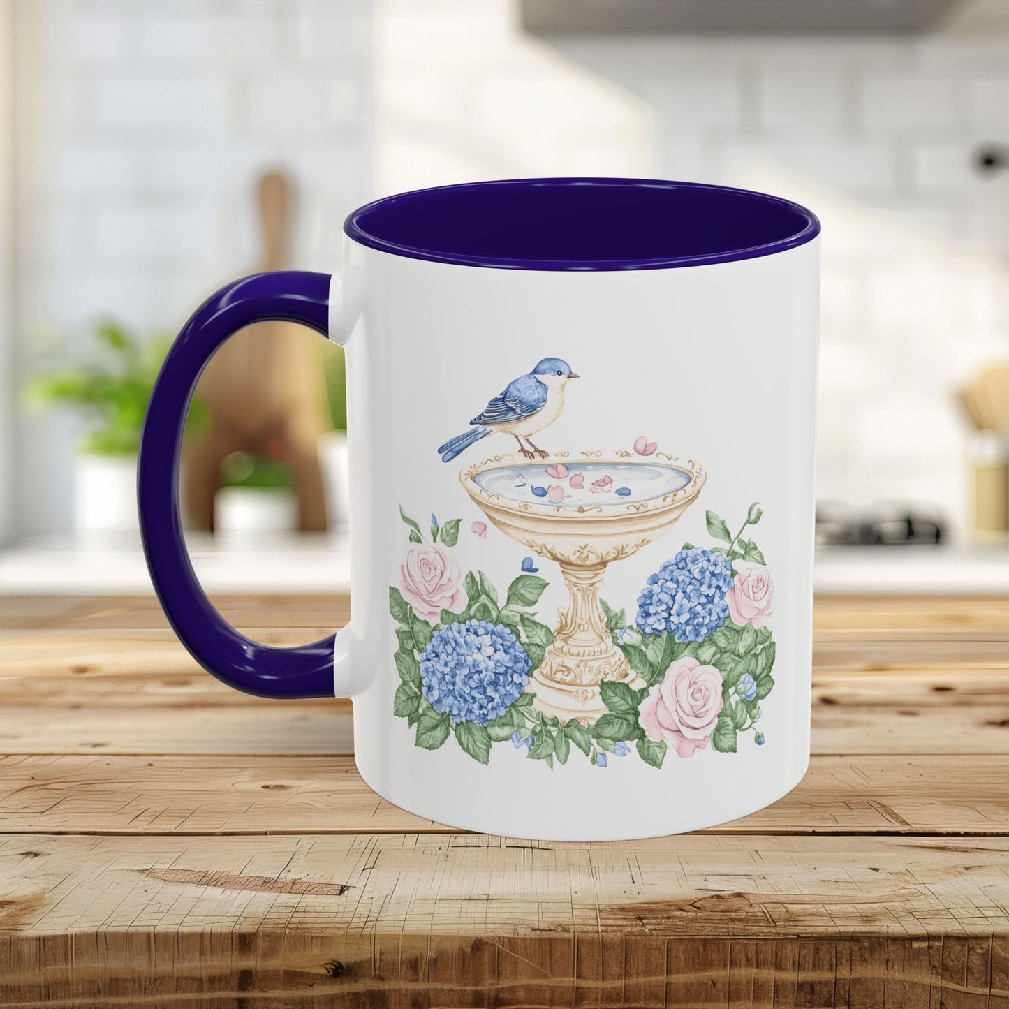 Elegant Spring Garden Bird Bath Mug (11oz/15oz)