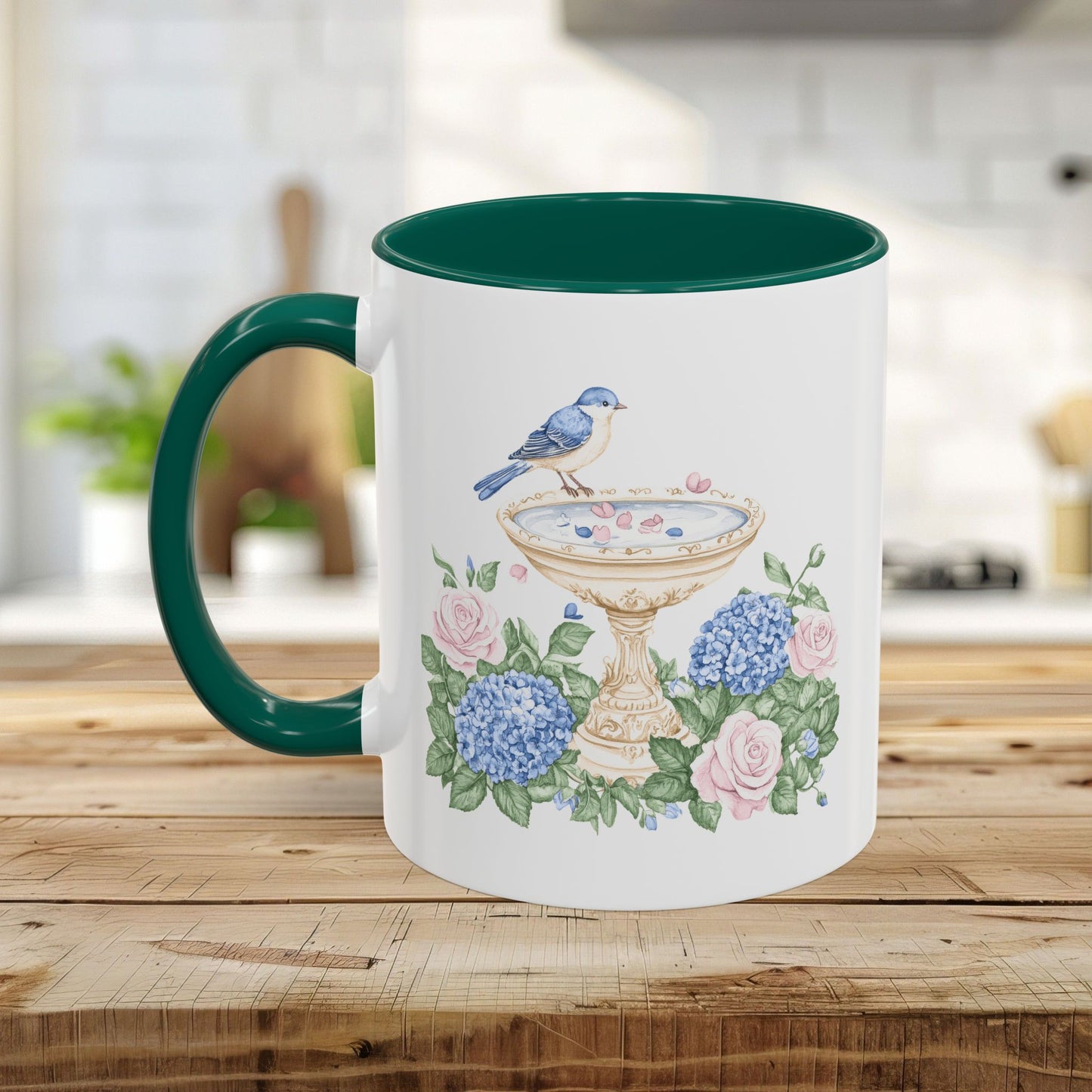 Elegant Spring Garden Bird Bath Mug (11oz/15oz)