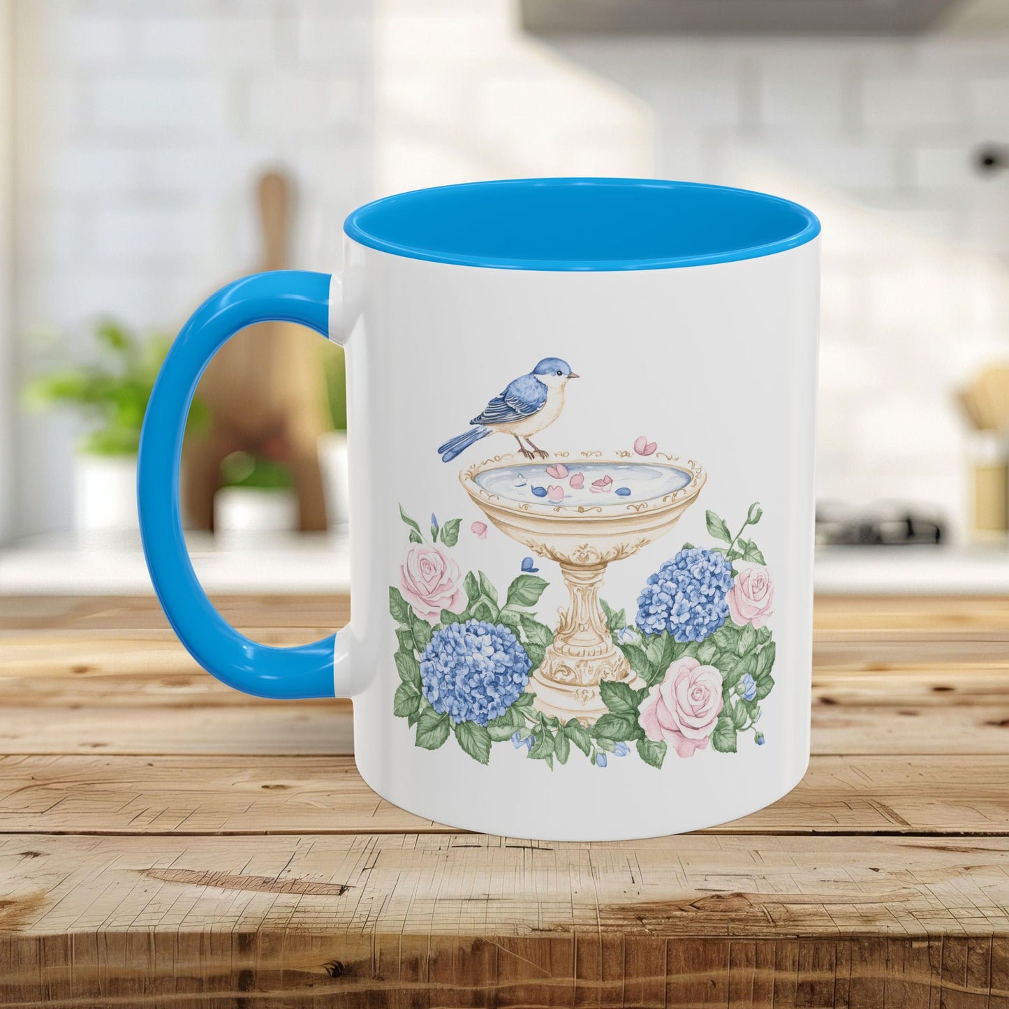 Elegant Spring Garden Bird Bath Mug (11oz/15oz)