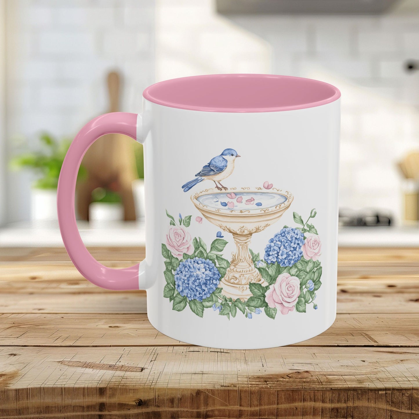 Elegant Spring Garden Bird Bath Mug (11oz/15oz)
