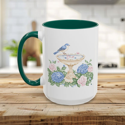 Elegant Spring Garden Bird Bath Mug (11oz/15oz)