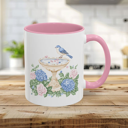 Elegant Spring Garden Bird Bath Mug (11oz/15oz)