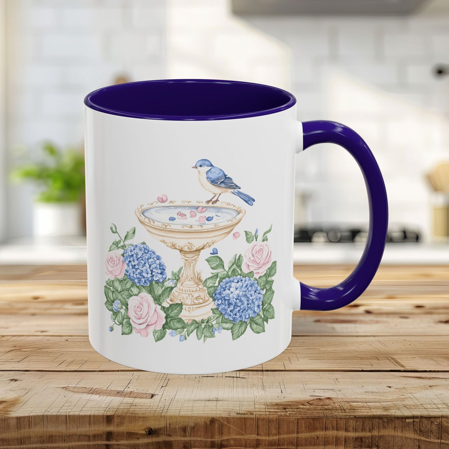 Elegant Spring Garden Bird Bath Mug (11oz/15oz)