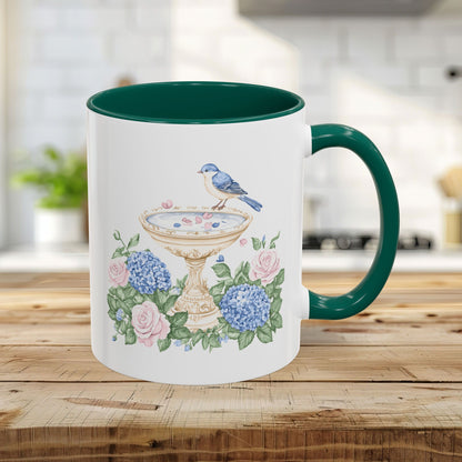 Elegant Spring Garden Bird Bath Mug (11oz/15oz)