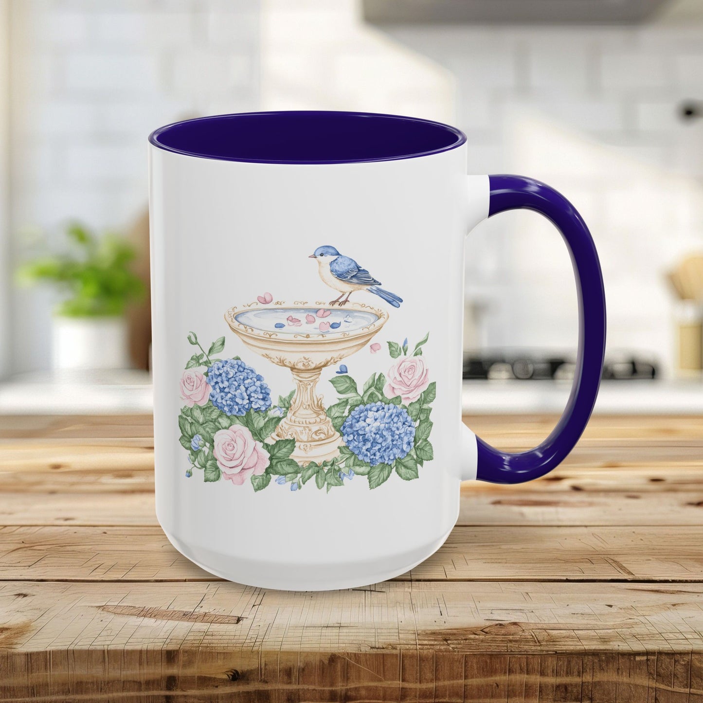 Elegant Spring Garden Bird Bath Mug (11oz/15oz)