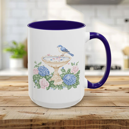 Elegant Spring Garden Bird Bath Mug (11oz/15oz)