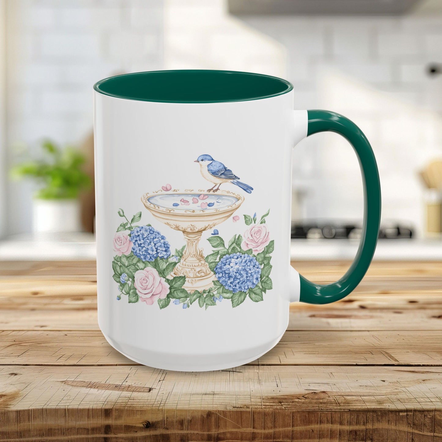 Elegant Spring Garden Bird Bath Mug (11oz/15oz)