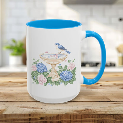 Elegant Spring Garden Bird Bath Mug (11oz/15oz)