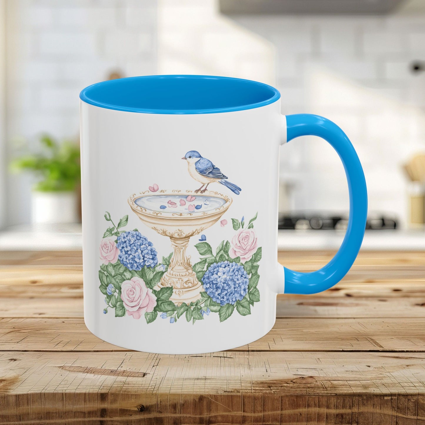 Elegant Spring Garden Bird Bath Mug (11oz/15oz)