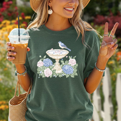 Elegant Spring Garden Bird Bath T-Shirt