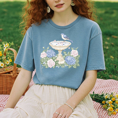 Elegant Spring Garden Bird Bath T-Shirt