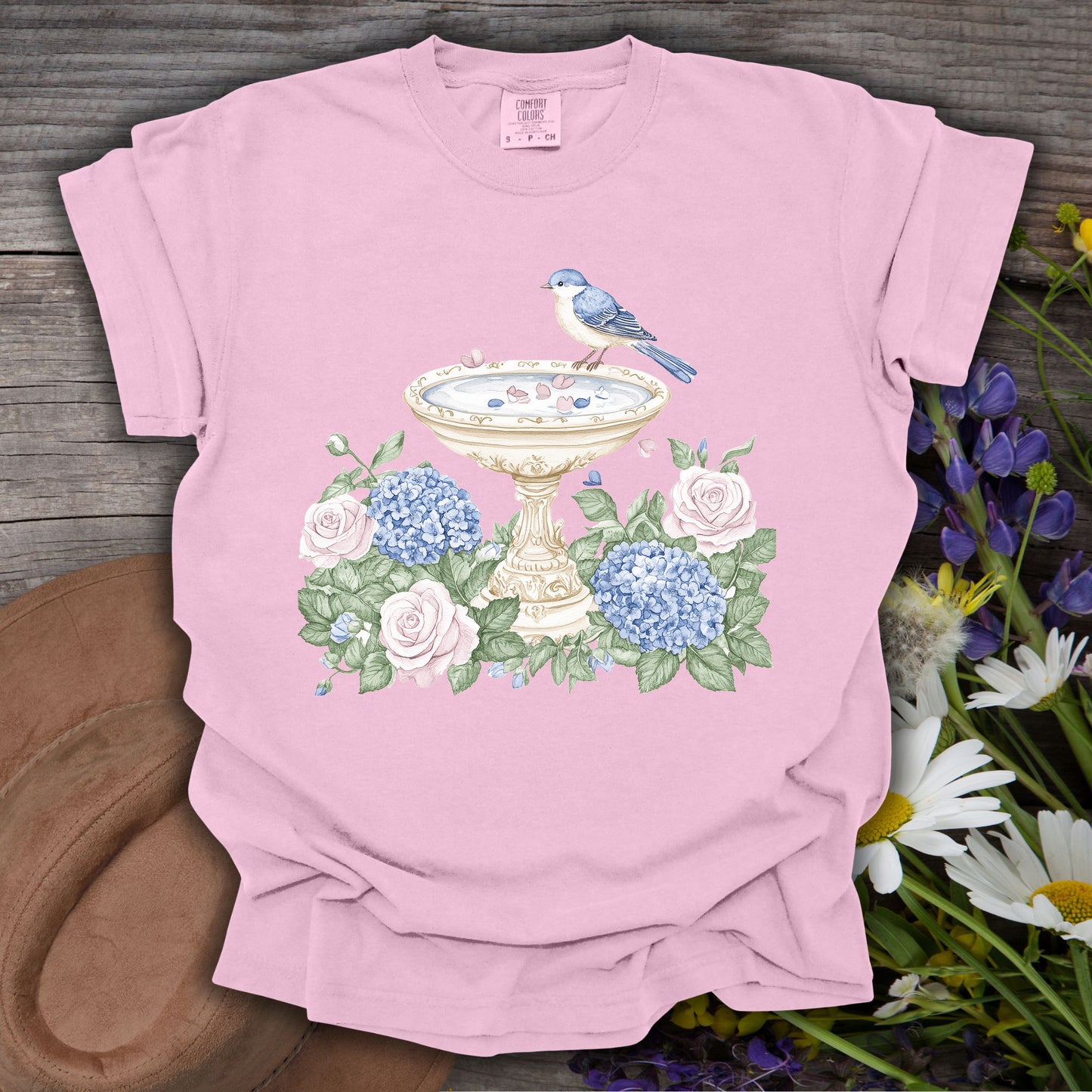 Elegant Spring Garden Bird Bath T-Shirt