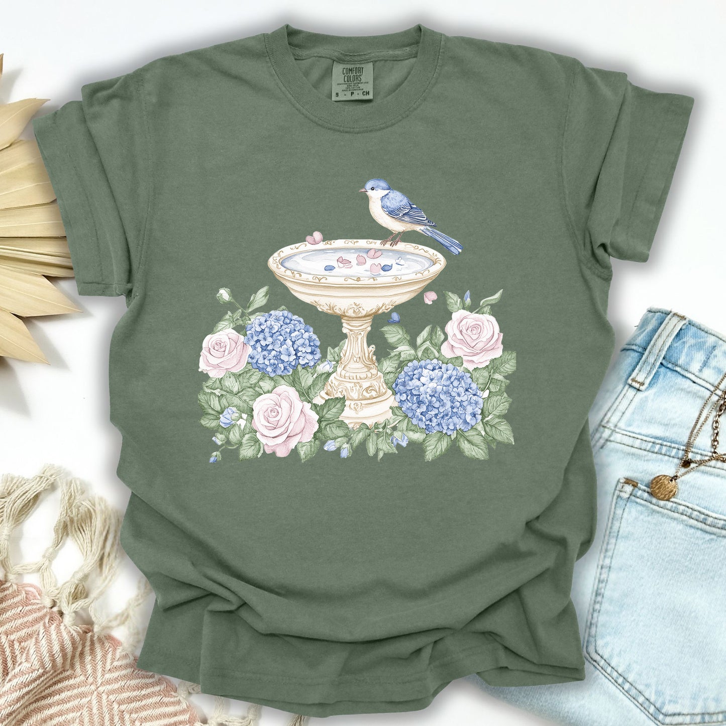 Elegant Spring Garden Bird Bath T-Shirt