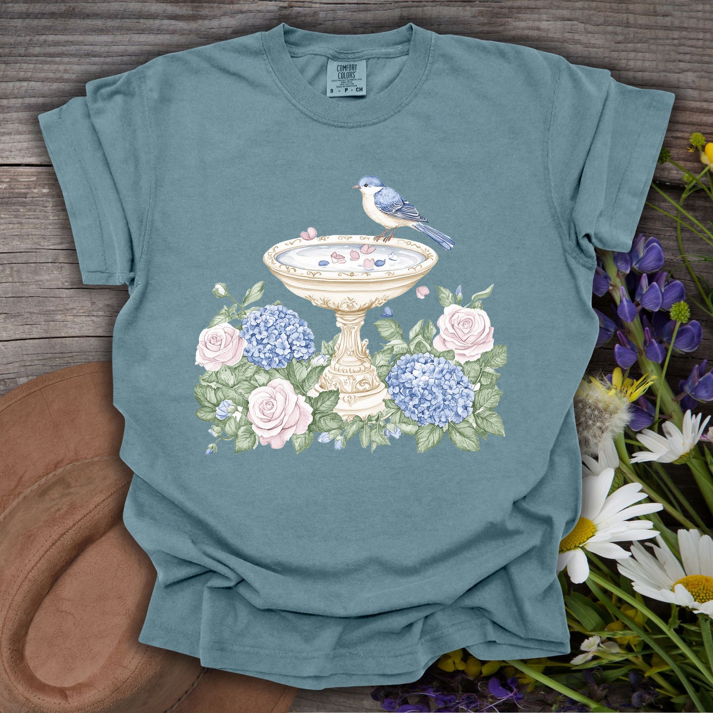 Elegant Spring Garden Bird Bath T-Shirt