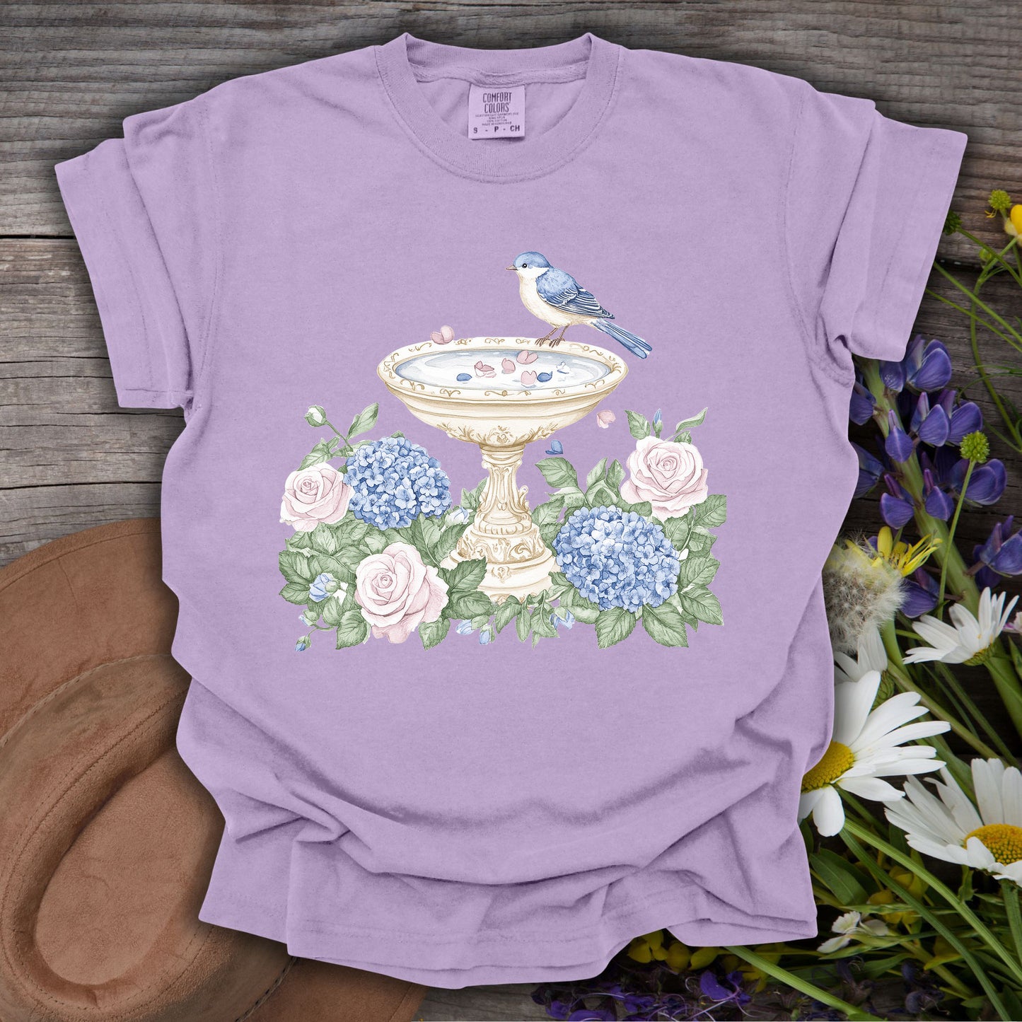 Elegant Spring Garden Bird Bath T-Shirt