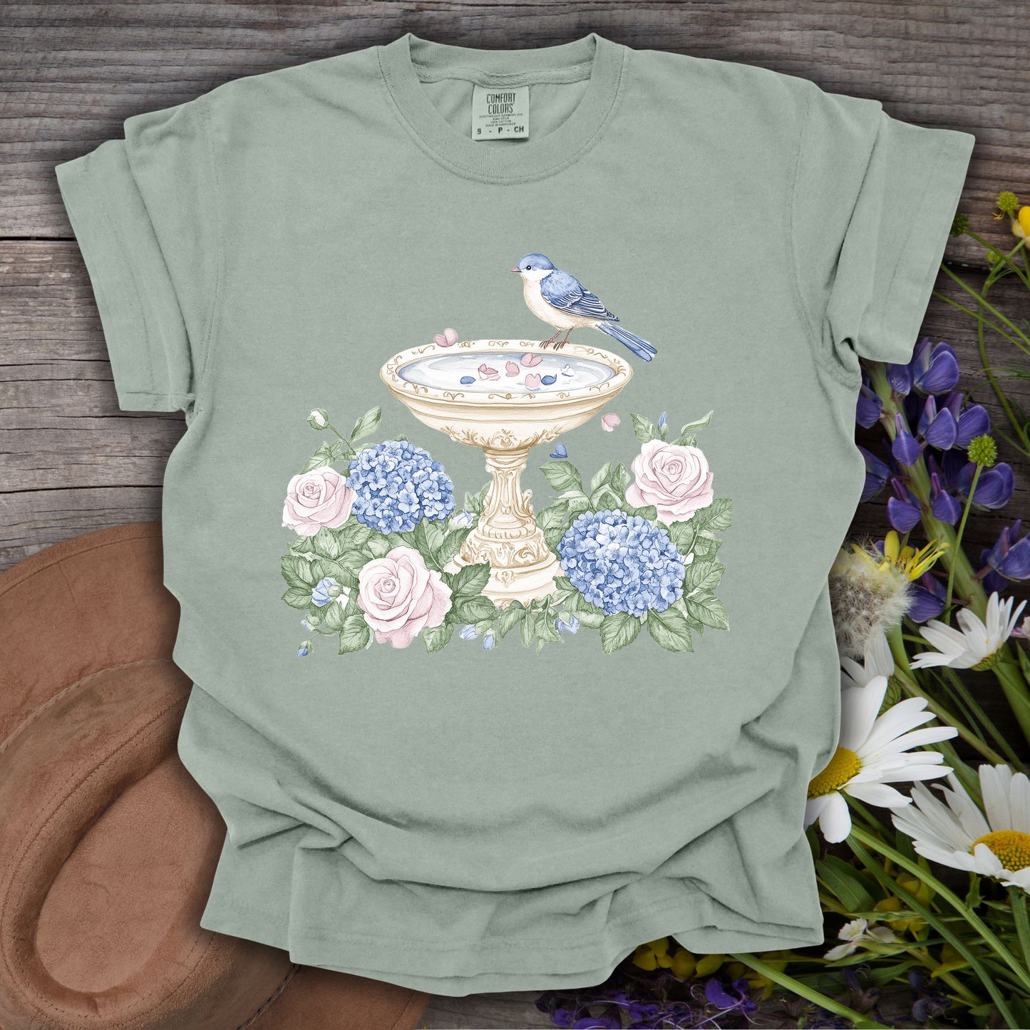 Elegant Spring Garden Bird Bath T-Shirt