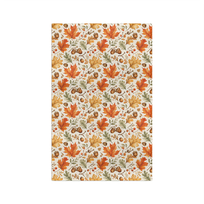 Fall Leaves & Acorns Tea Towel