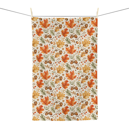 Fall Leaves & Acorns Tea Towel