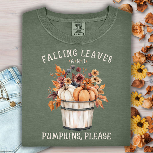 Falling Leaves and Pumpkins Please T-Shirt