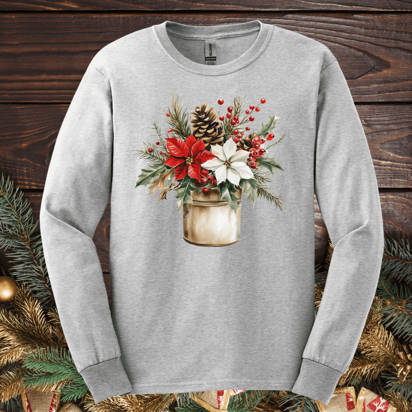 Farmhouse Christmas Bouquet Long Sleeve Tee