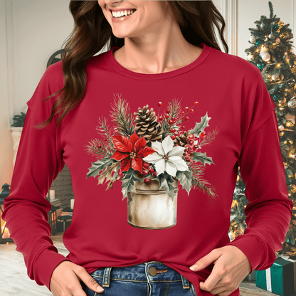 Farmhouse Christmas Bouquet Long Sleeve Tee