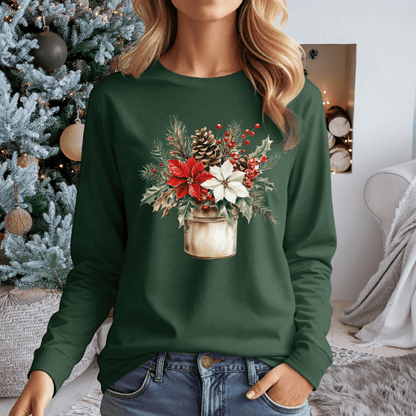 Farmhouse Christmas Bouquet Long Sleeve Tee