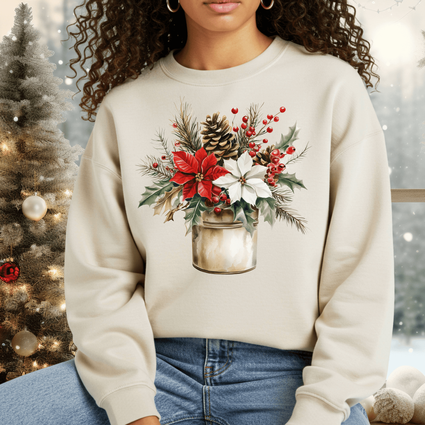 Farmhouse Christmas Bouquet Sweatshirt