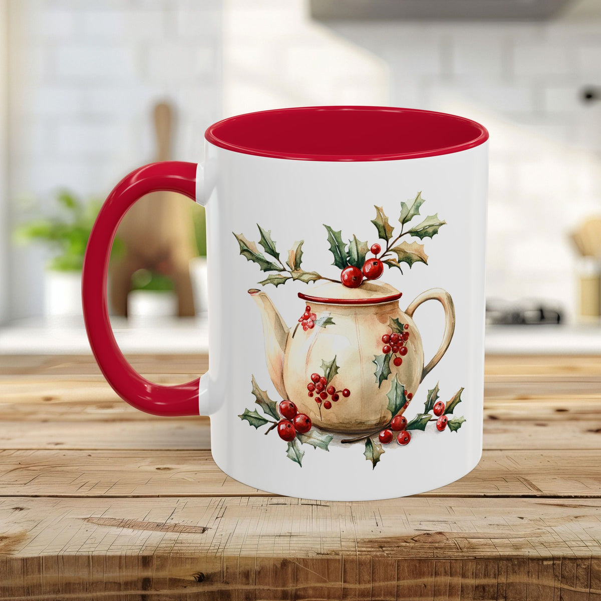 Farmhouse Christmas Teapot Holiday Mug (11/15oz)
