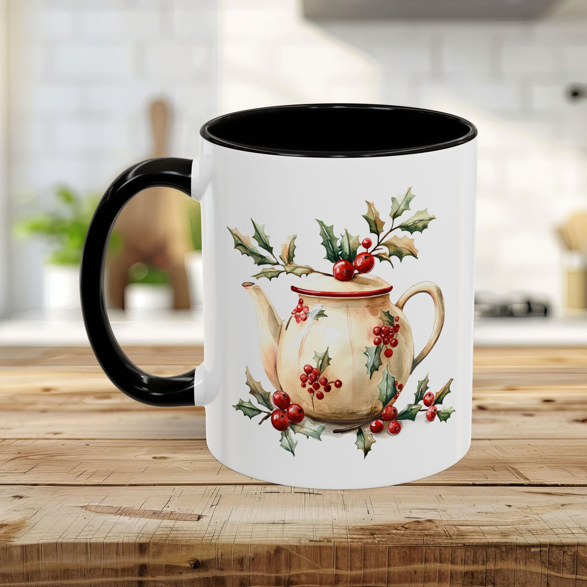 Farmhouse Christmas Teapot Holiday Mug (11/15oz)